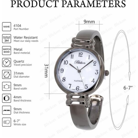 Original Mother of Pearl Cuff Bracelet Watch for Women Gunmetal - Picture 2 of 7